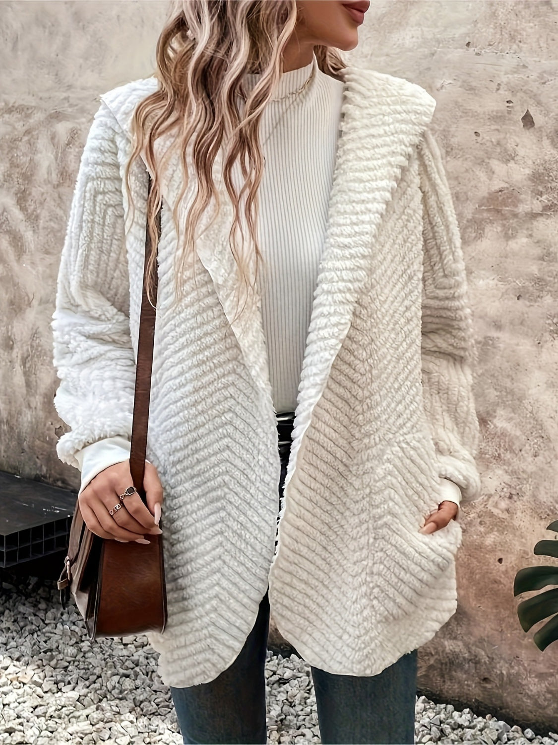 Mia Open Front Hooded Fuzzy Cardigan