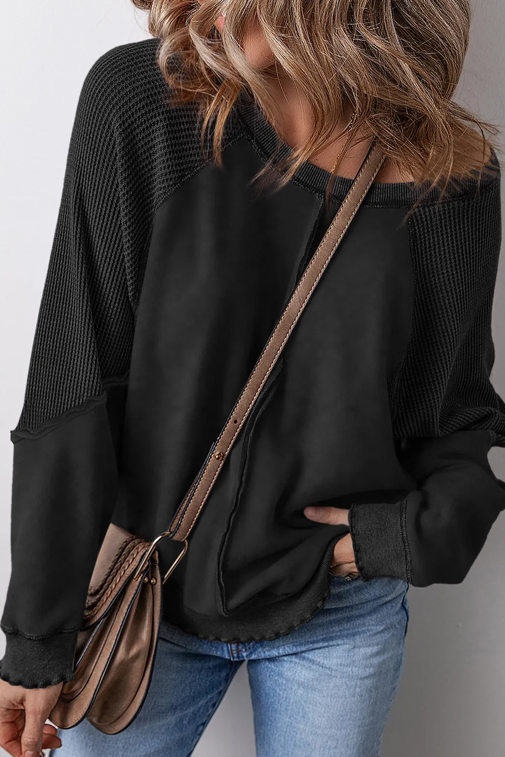 Black Exposed Seam Sweatshirt