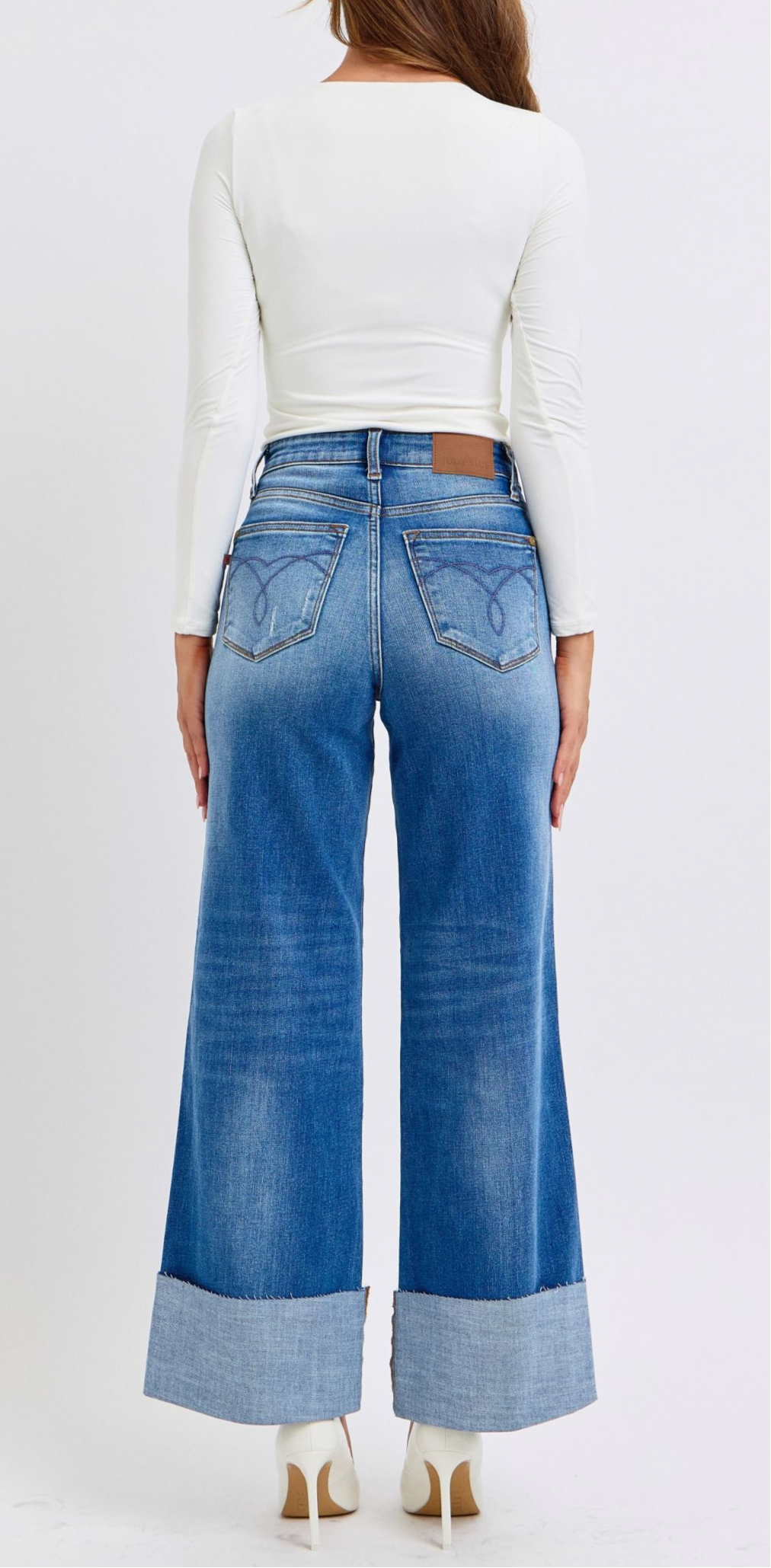 Judy Blue Distressed High Waist Wide Leg Jeans