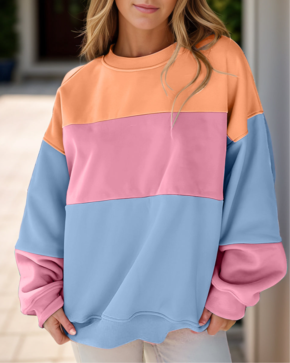 Blair Dusty Pink Color Block Sweatshirt