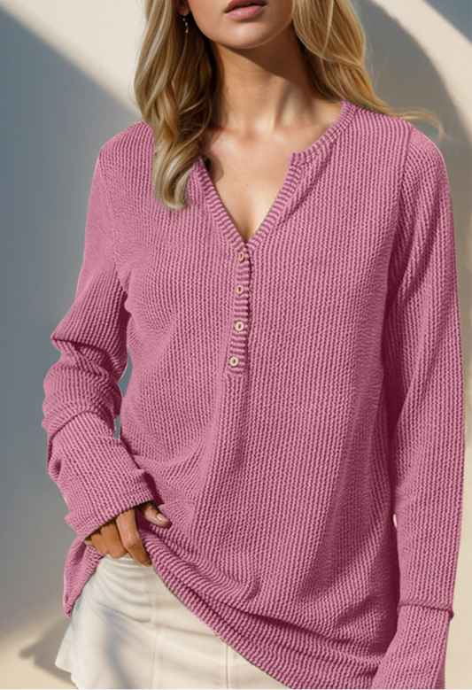 Lovebird Notched Thumbhole Long Sleeve Shirt