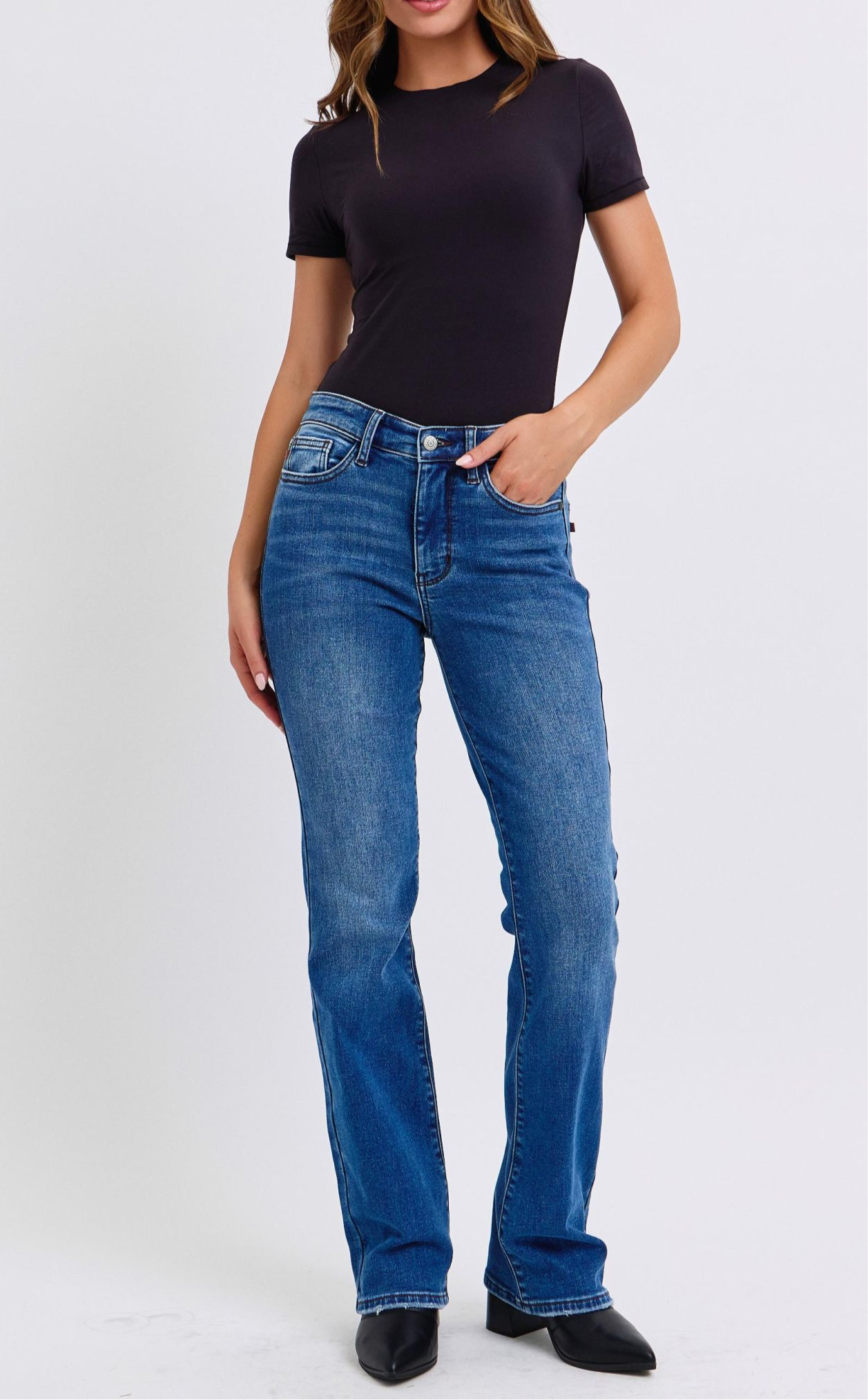 Judy Blue Run Mid-Rise Bootcut Jeans with Thermal Lining