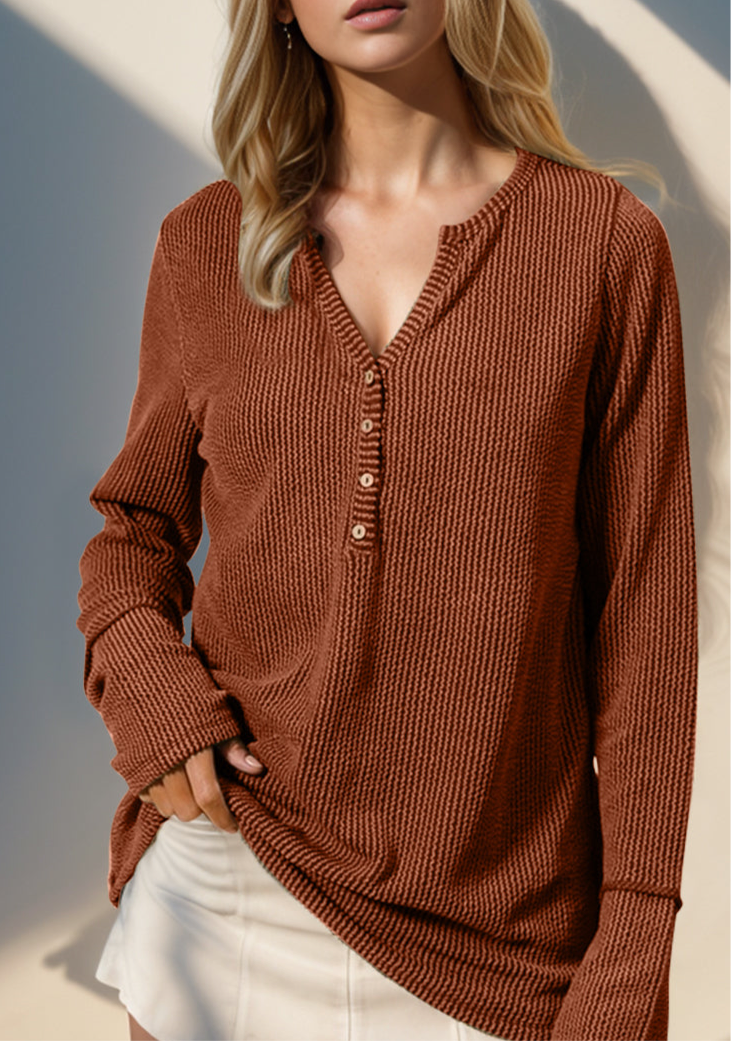 Olivia Notched Thumbhole Long Sleeve T-Shirt