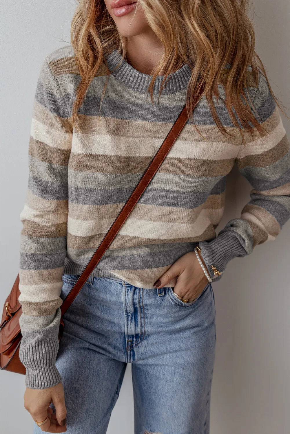 Nora Striped Sweater- Neutral