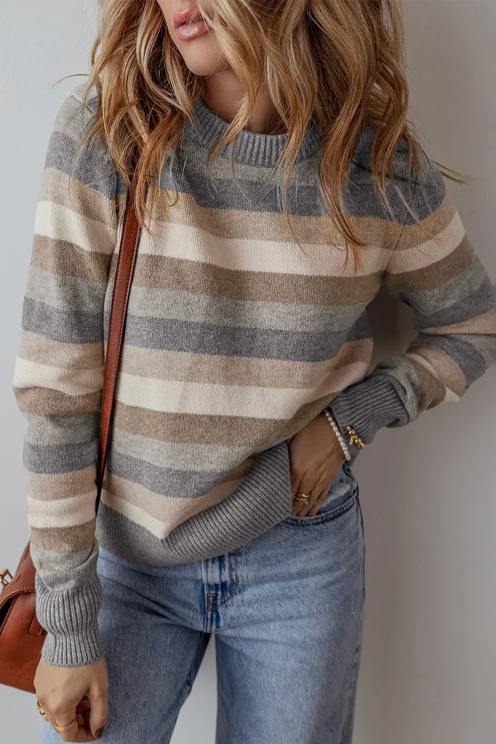 Nora Striped Sweater- Neutral